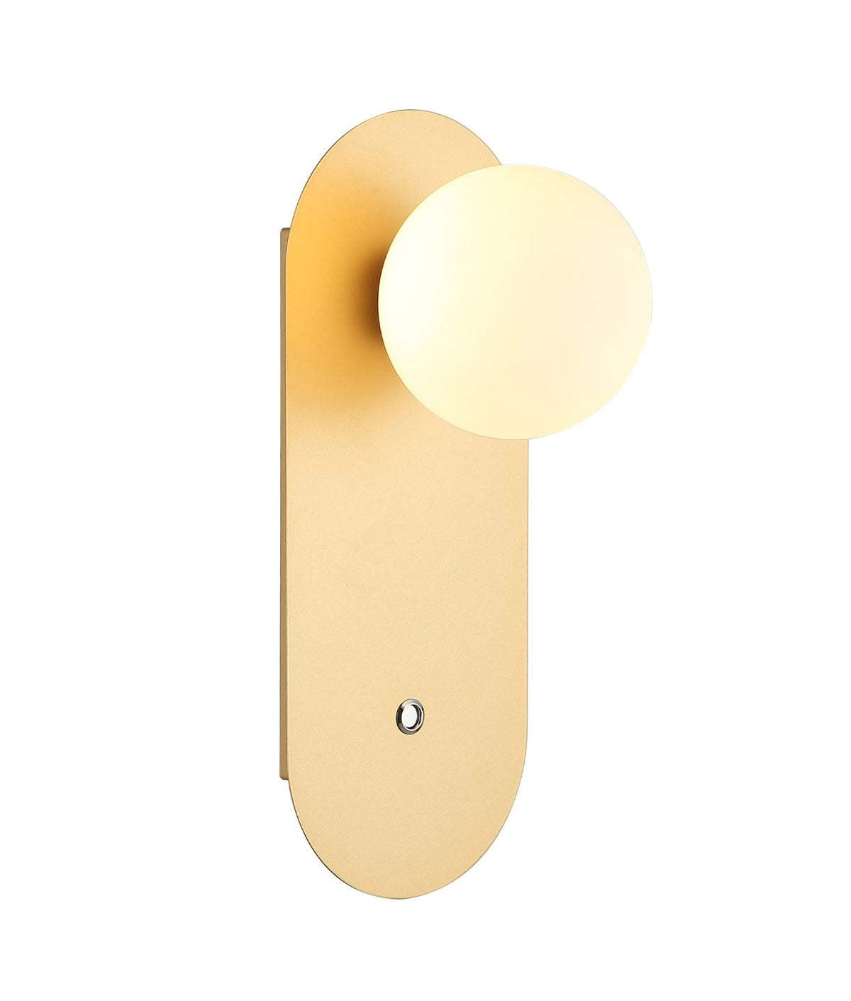 Ovalis Interior Round Opal Diffuser Oblong Base with Switch Wall Light - Gold