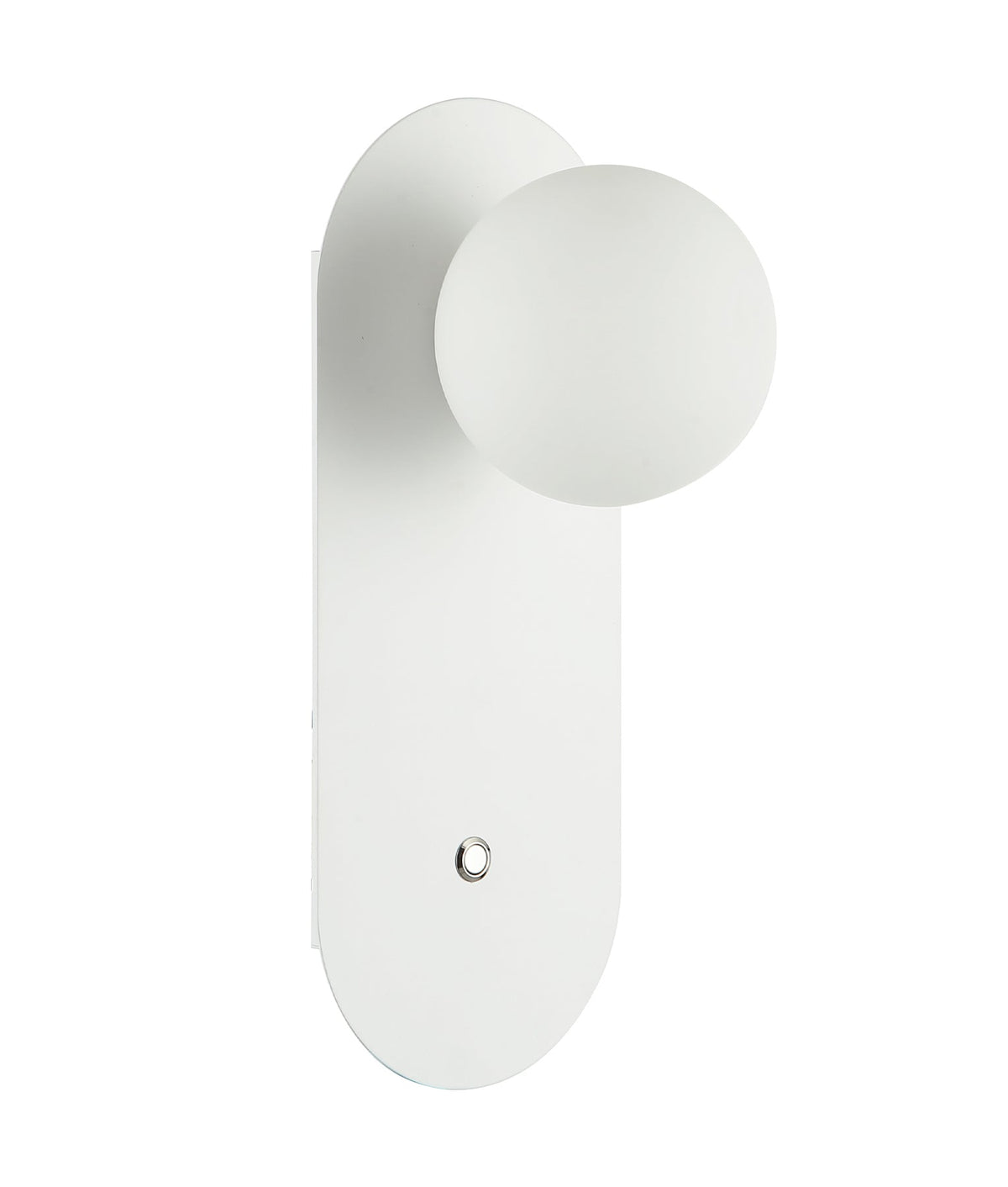 Ovalis Interior Round Opal Diffuser Oblong Base with Switch Wall Light - White