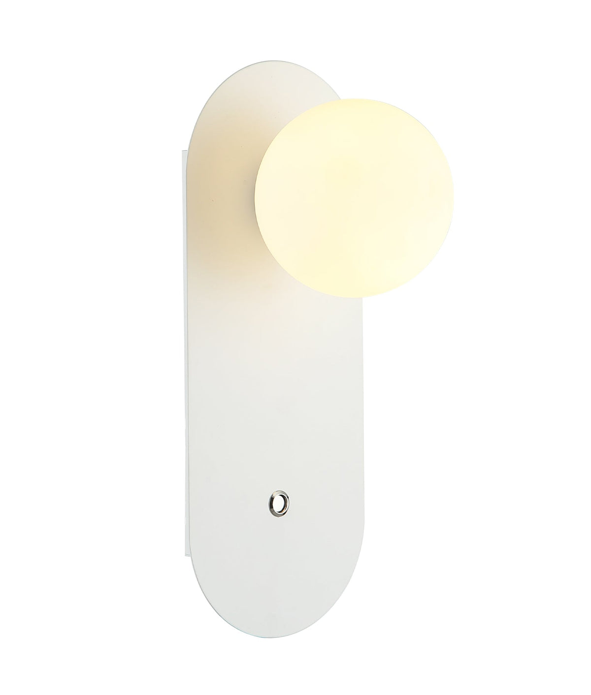 Ovalis Interior Round Opal Diffuser Oblong Base with Switch Wall Light - White
