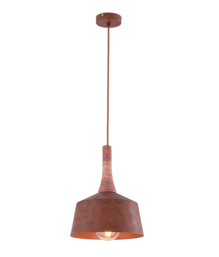 Oxido Interior Rustic Brown with Travertine Highlight Angled Dome Pendant Light - OD270mm