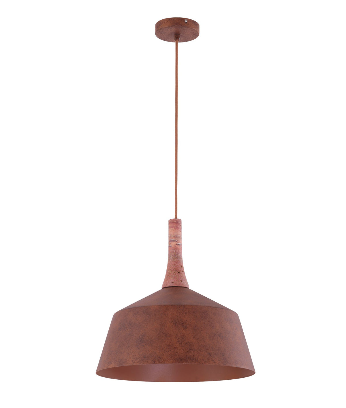 Oxido Interior Rustic Brown with Travertine Highlight Angled Dome Pendant Light - OD400mm