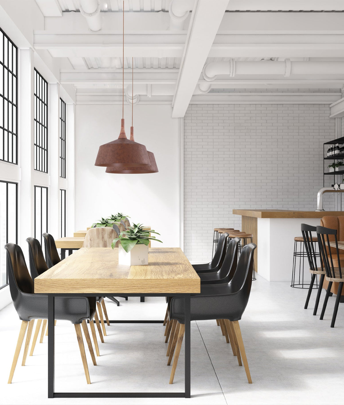 Oxido Interior Rustic Brown with Travertine Highlight Angled Dome Pendant Light - OD550mm
