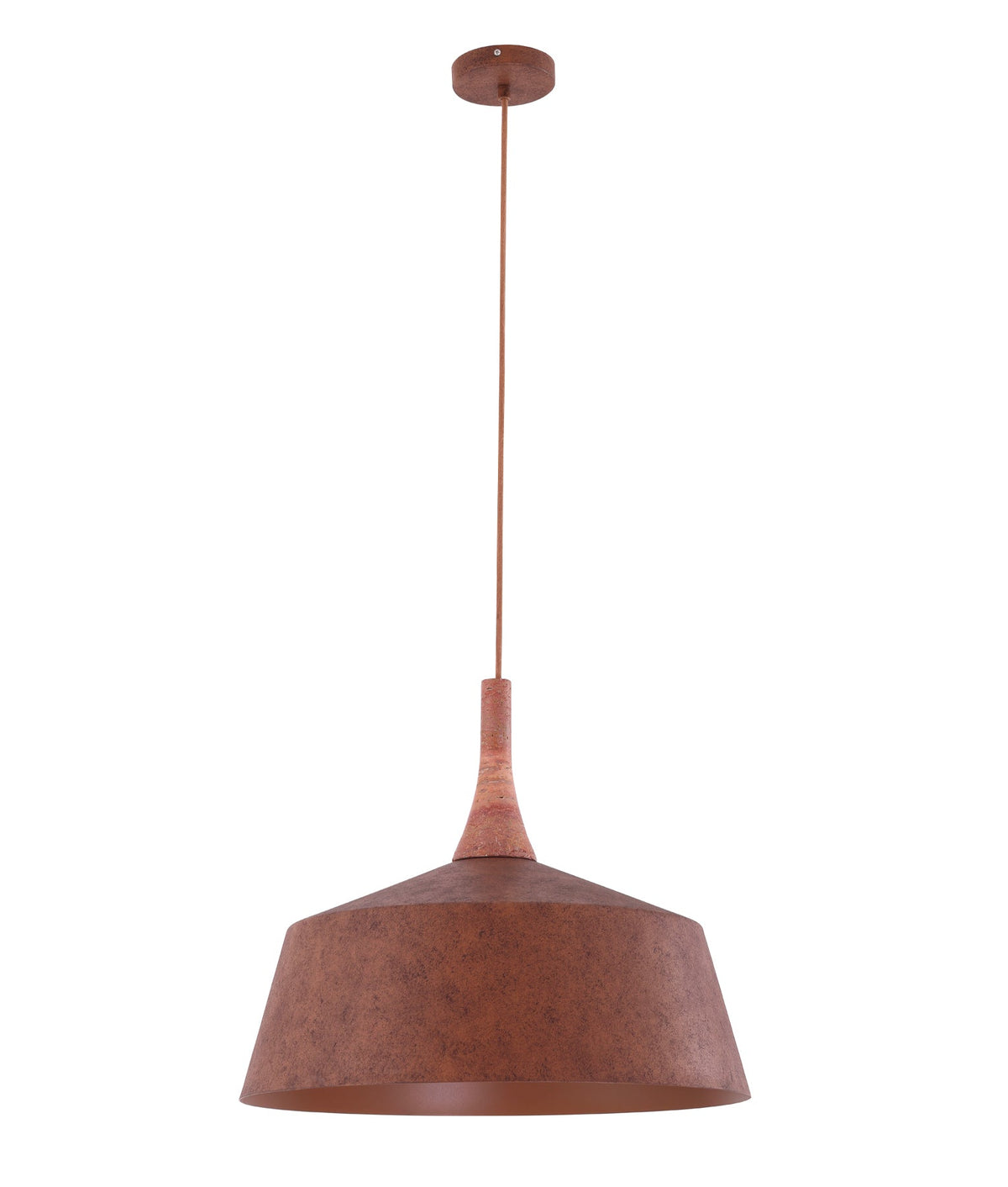 Oxido Interior Rustic Brown with Travertine Highlight Angled Dome Pendant Light - OD550mm
