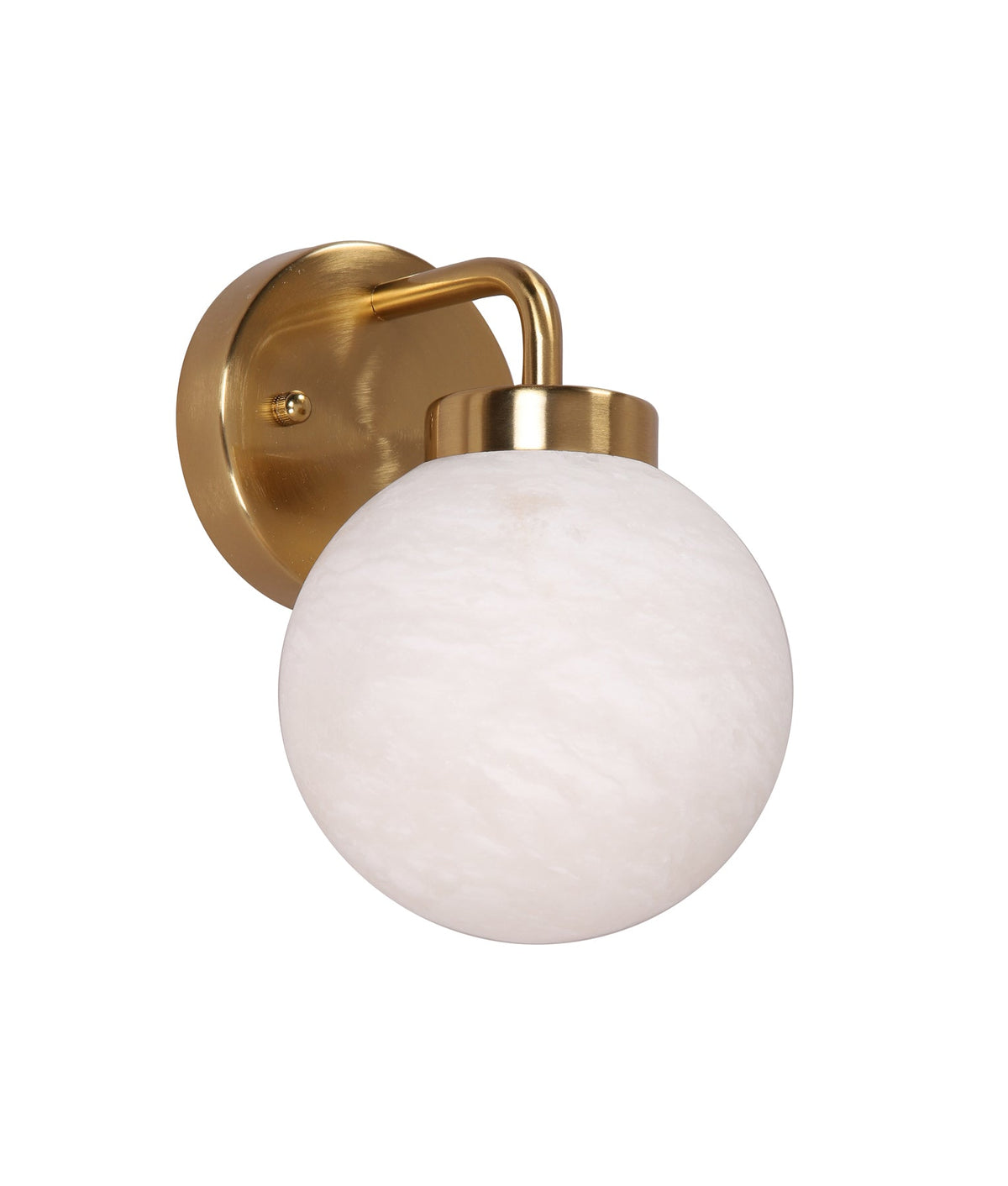 Palla Interior Single Sphere Alabaster with Brass Highlight Round Base Wall Light
