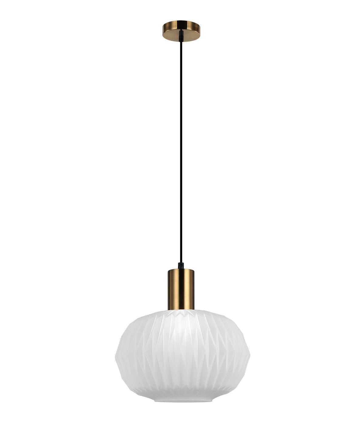 Papel Interior Pleated Opal Opaque / Translucent Dome Glass Pendant Light - Translucent Glass