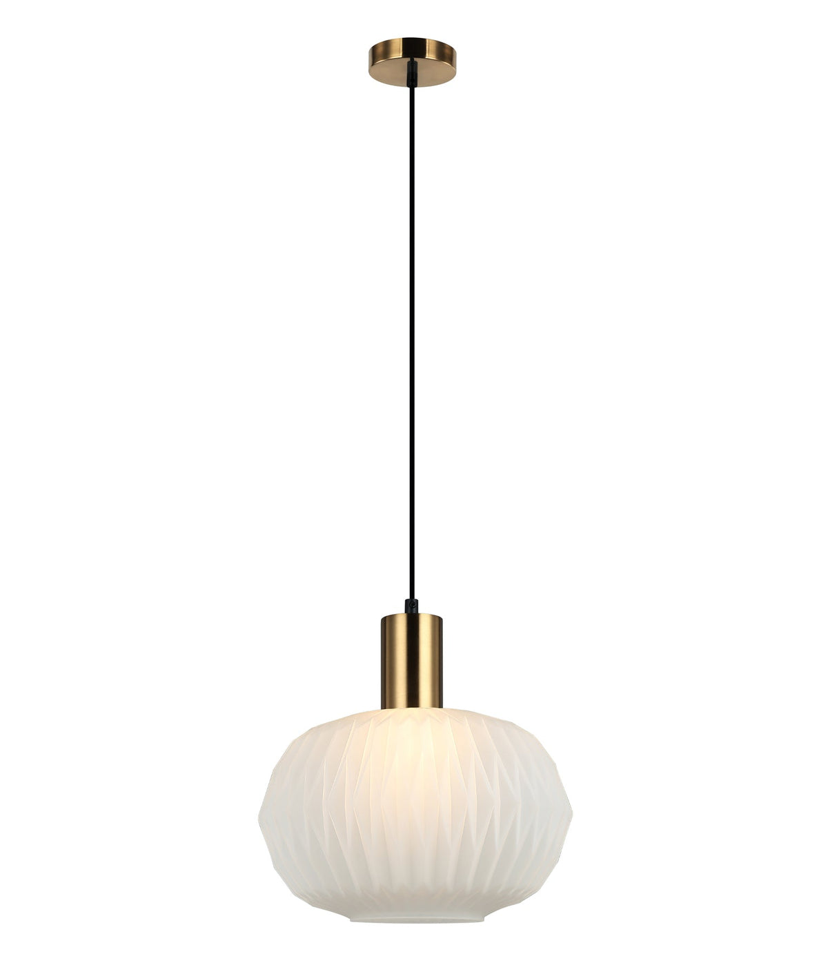 Papel Interior Pleated Opal Opaque / Translucent Dome Glass Pendant Light - Translucent Glass