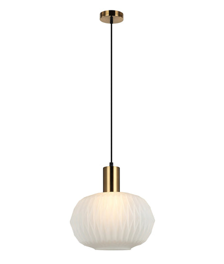 Papel Interior Pleated Opal Opaque / Translucent Dome Glass Pendant Light - Translucent Glass