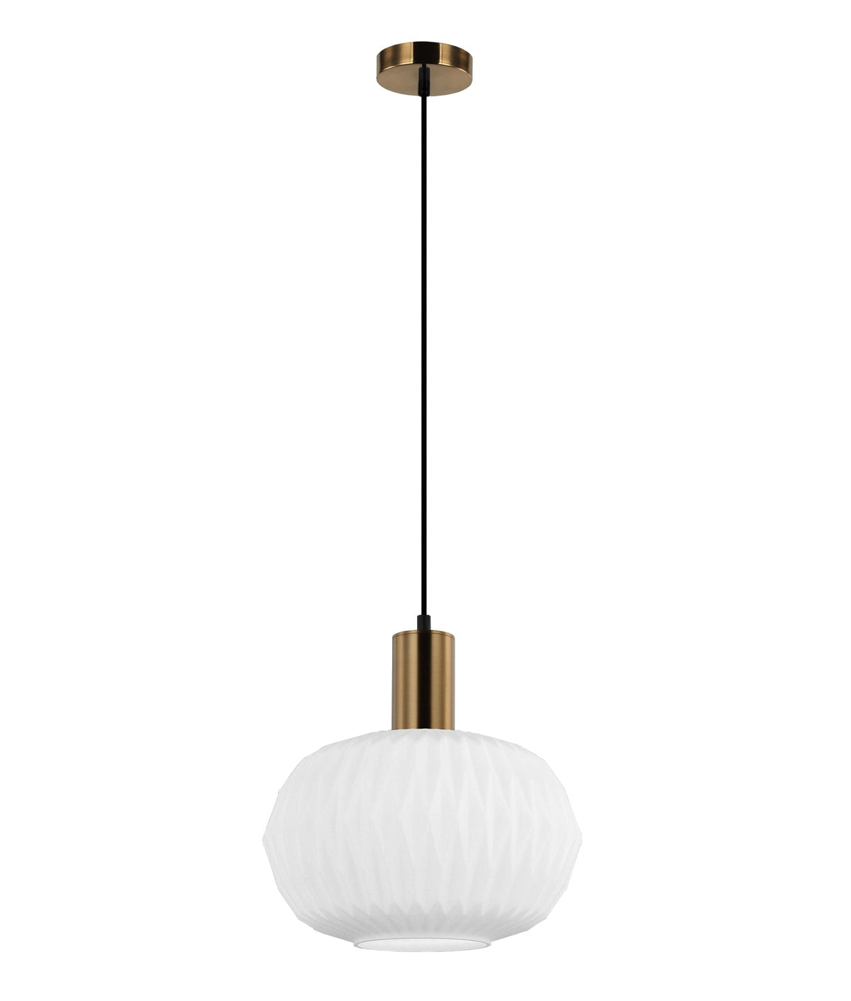 Papel Interior Pleated Opal Opaque / Translucent Dome Glass Pendant Light - Opaque Glass