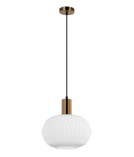 Papel Interior Pleated Opal Opaque / Translucent Dome Glass Pendant Light - Opaque Glass