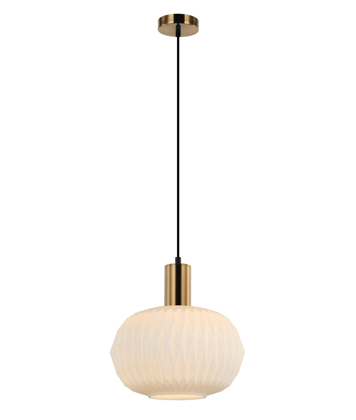 Papel Interior Pleated Opal Opaque / Translucent Dome Glass Pendant Light - Opaque Glass