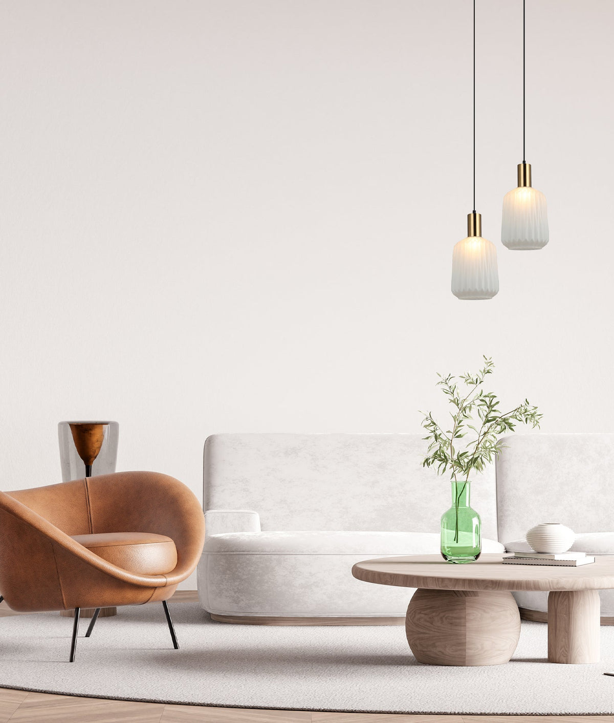 Papel Interior Pleated Opal Opaque / Translucent Jar Glass Pendant Light - Translucent Glass
