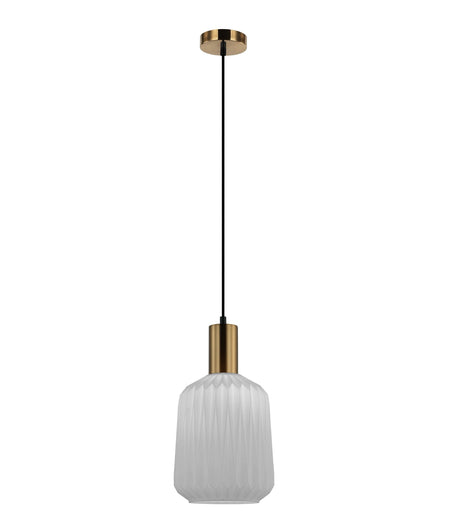 Papel Interior Pleated Opal Opaque / Translucent Jar Glass Pendant Light - Translucent Glass