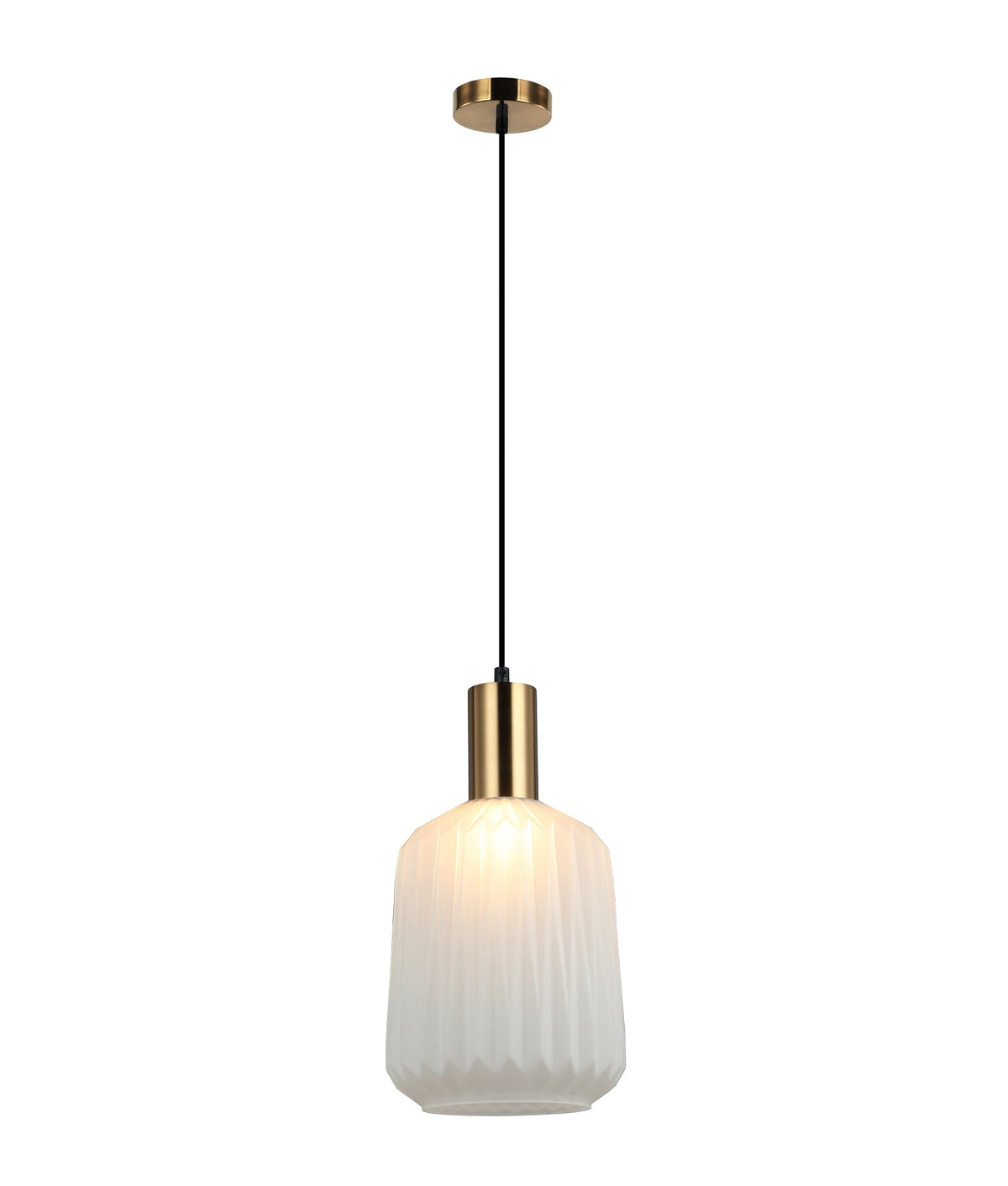 Papel Interior Pleated Opal Opaque / Translucent Jar Glass Pendant Light - Translucent Glass