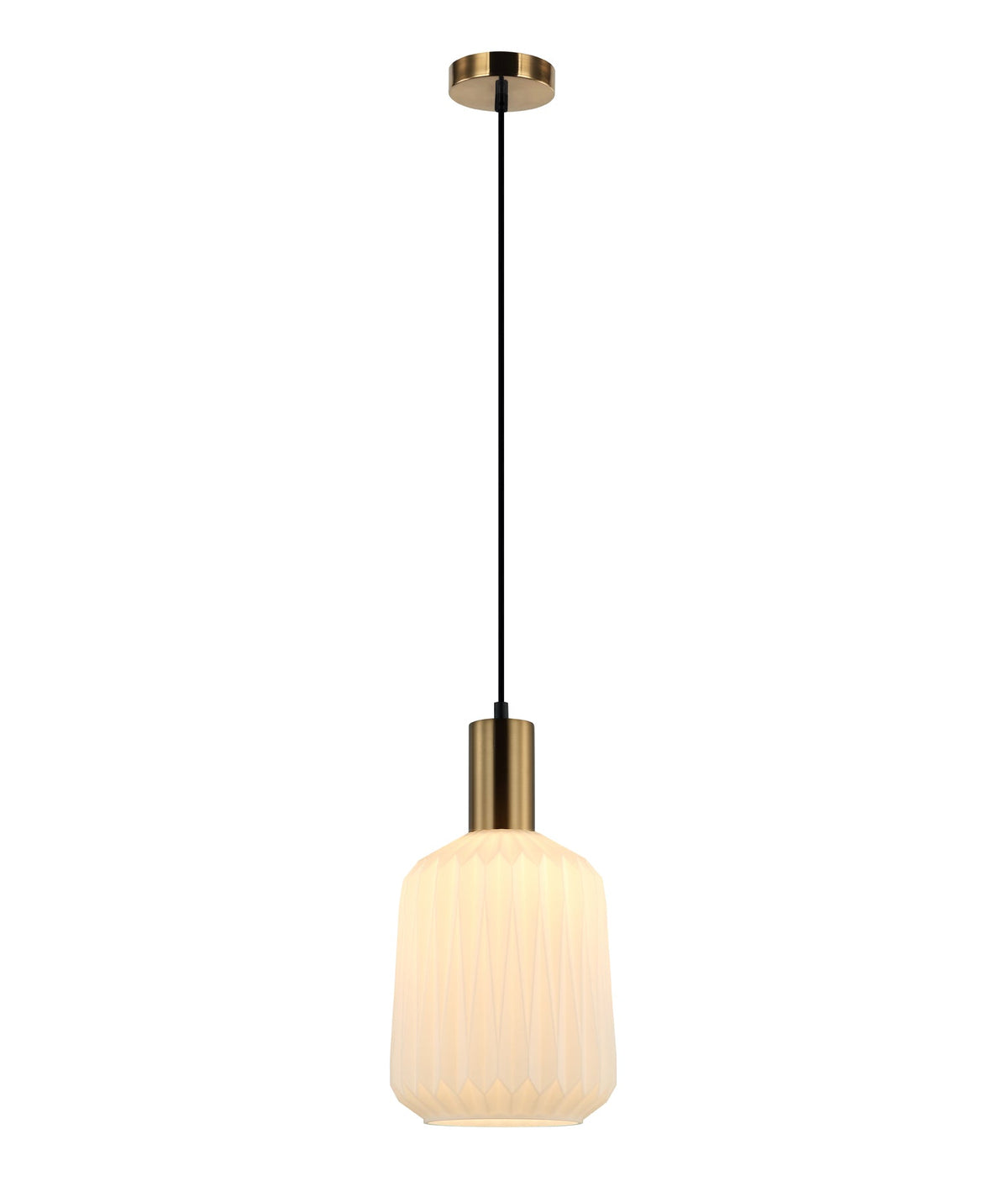 Papel Interior Pleated Opal Opaque / Translucent Jar Glass Pendant Light - Opaque Glass