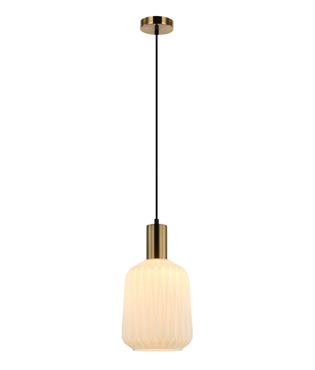 Papel Interior Pleated Opal Opaque / Translucent Jar Glass Pendant Light - Opaque Glass