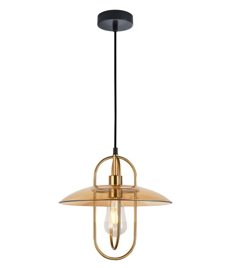 Papillon Interior Oblong Iron with Glass Coolie Pendant Light - Antique Brass