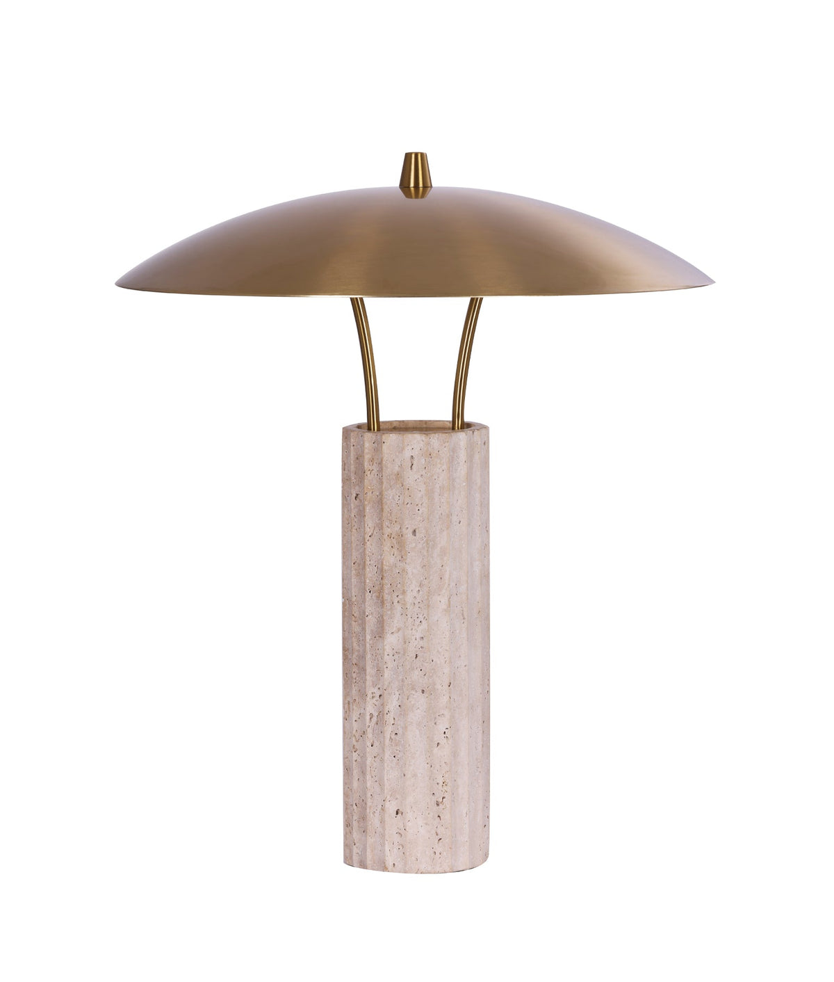 Paraccu Interior LED Beige Travertine Base Brass Sun Hat Shade Table Lamp