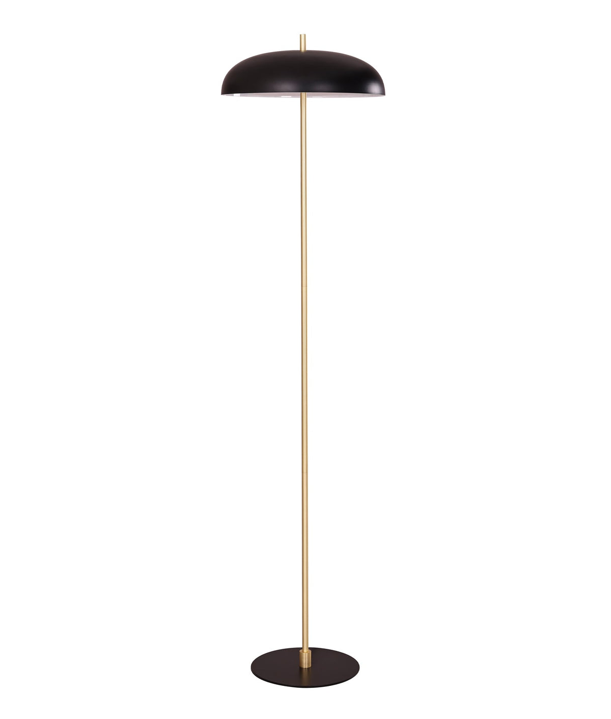 Paraguas Interior Black Dome Shade with Brass Rod Floor Lamp