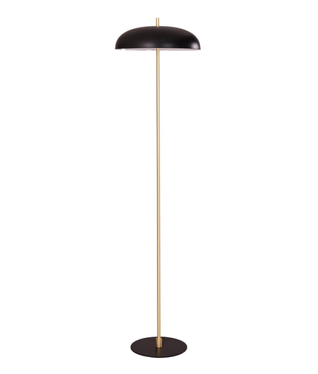 Paraguas Interior Black Dome Shade with Brass Rod Floor Lamp