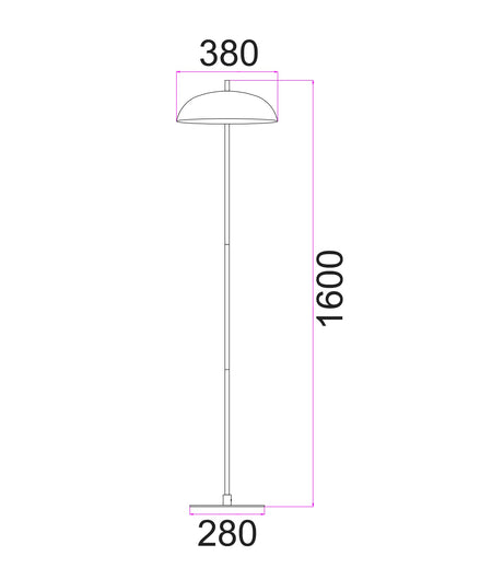 Paraguas Interior Black Dome Shade with Brass Rod Floor Lamp
