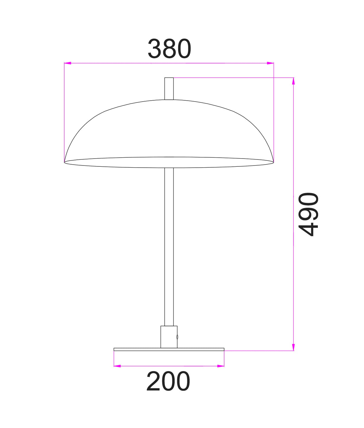 Paraguas Interior Black Dome Shade with Brass Rod Table Lamp
