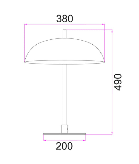 Paraguas Interior Black Dome Shade with Brass Rod Table Lamp
