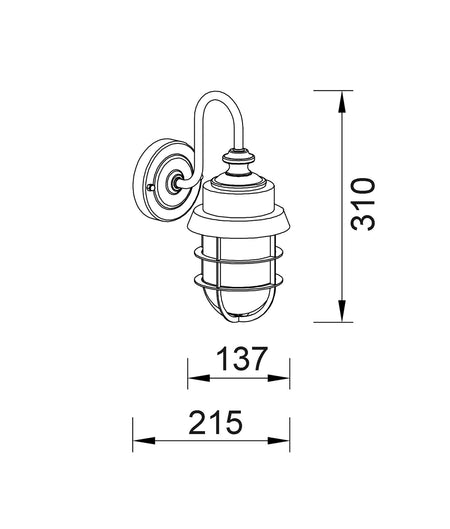 Parol Exterior Cylinder Glass with Cage Wall Light IP44 - Matte White / Aluminium