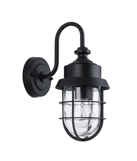 Parol Exterior Cylinder Glass with Cage Wall Light IP44 - Matte Black / Aluminium