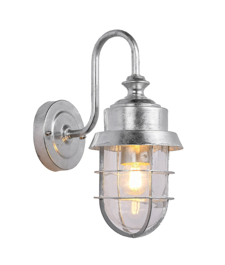 Parol Exterior Cylinder Glass with Cage Wall Light IP44 - Galvanized / Aluminium