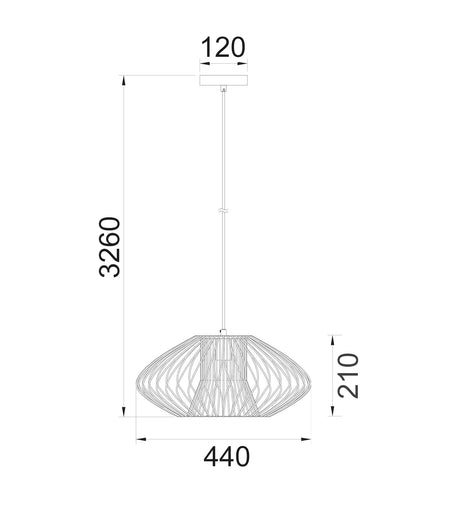 Parrilla Interior Oval Cage Iron Pendant Light OD440mm - Matte Black
