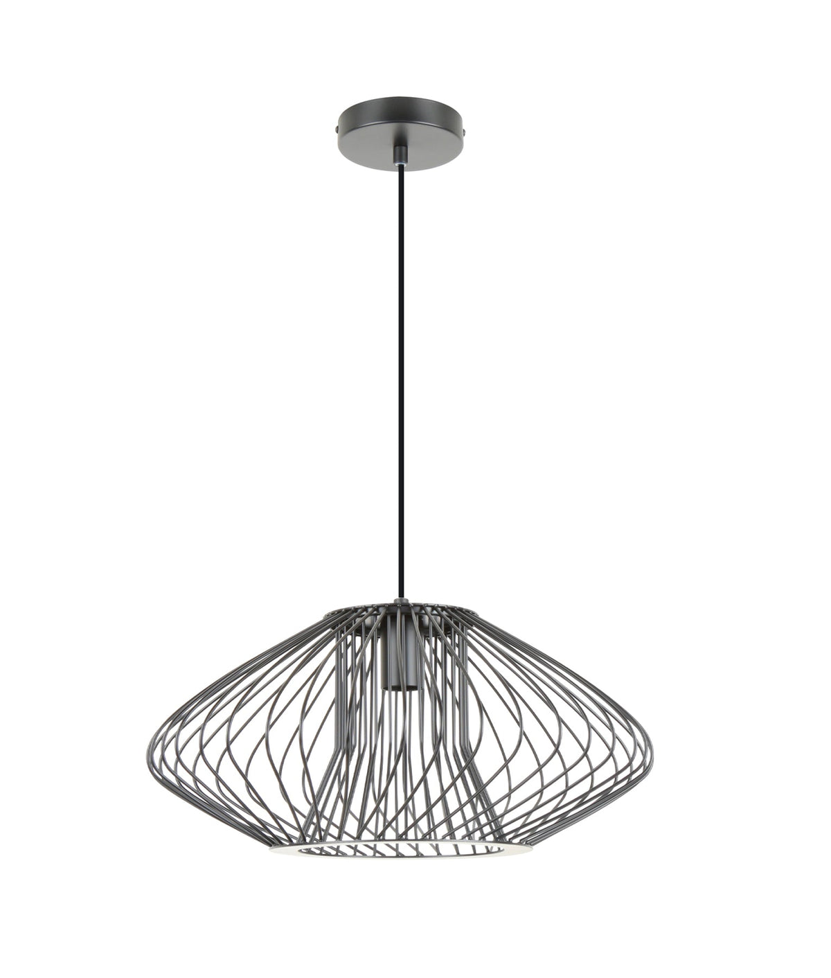 Parrilla Interior Oval Cage Iron Pendant Light OD440mm - Matte Black