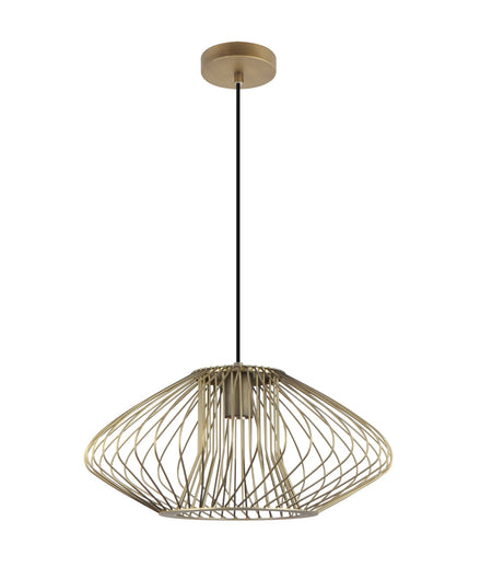 Parrilla Interior Oval Cage Iron Pendant Light OD440mm - Imitation Antique Brass