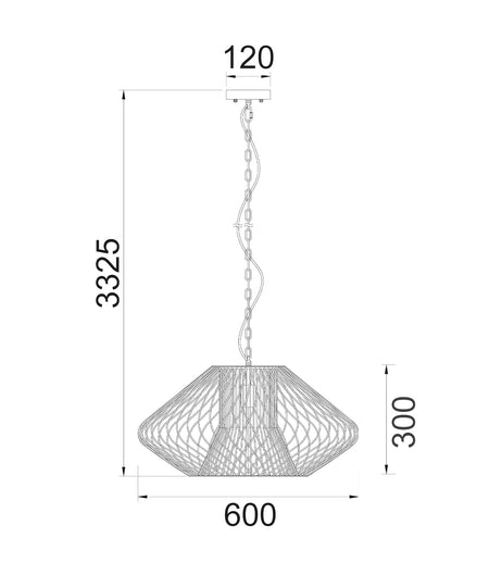 Parrilla Interior Oval Cage Iron Pendant Light OD600mm - Matte Black