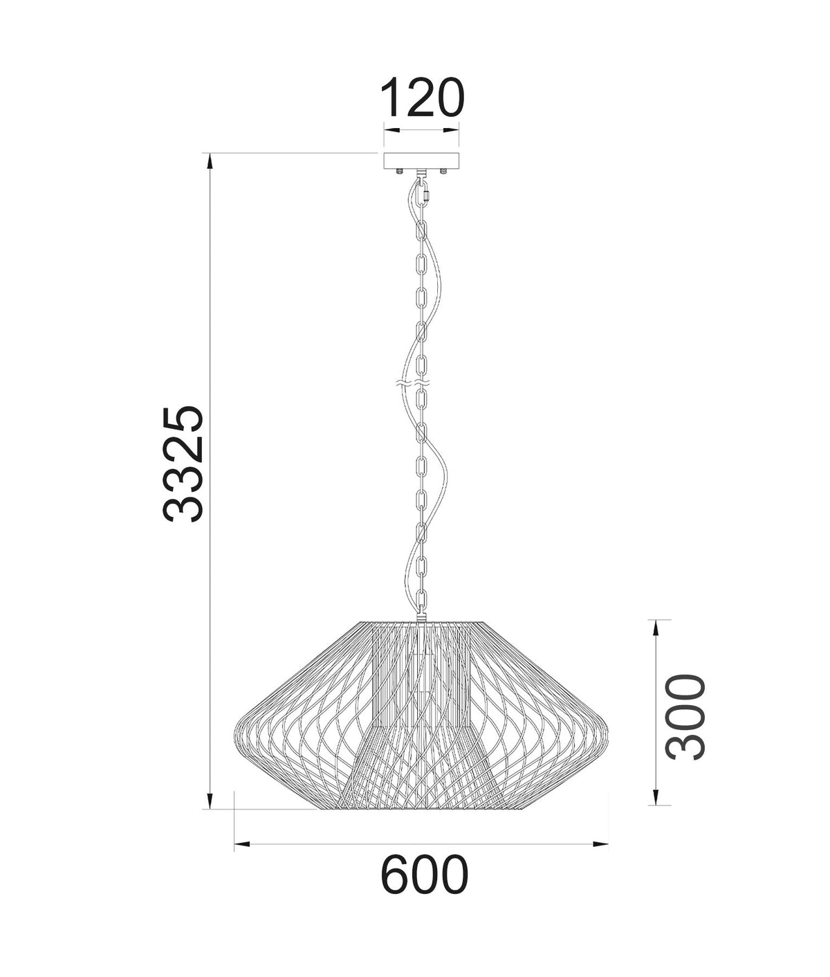 Parrilla Interior Oval Cage Iron Pendant Light OD600mm - Imitation Antique Brass