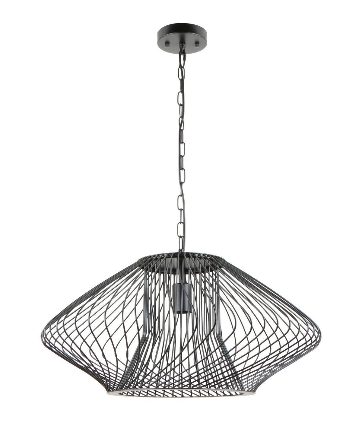 Parrilla Interior Oval Cage Iron Pendant Light OD600mm - Matte Black