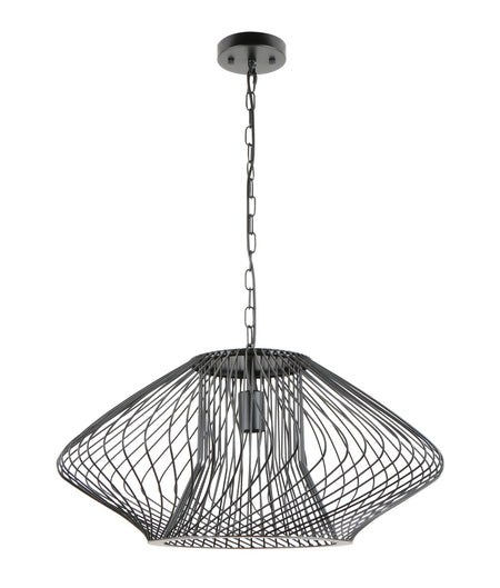 Parrilla Interior Oval Cage Iron Pendant Light OD600mm - Matte Black