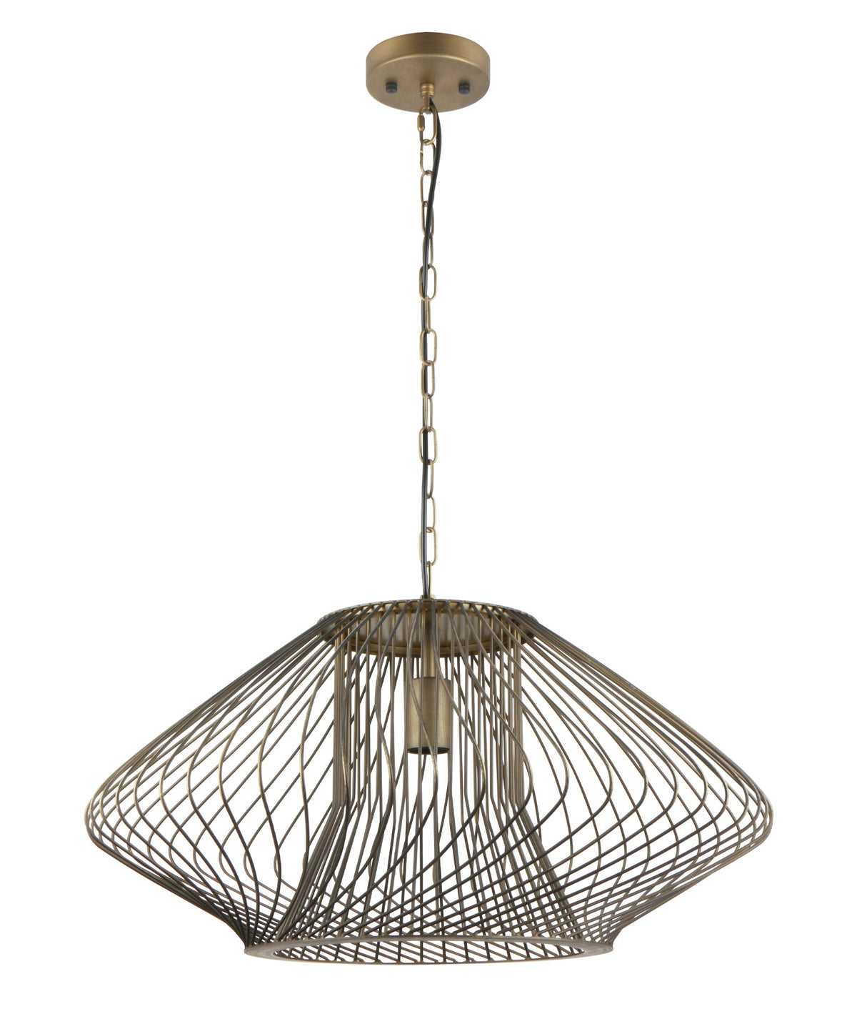 Parrilla Interior Oval Cage Iron Pendant Light OD600mm - Imitation Antique Brass