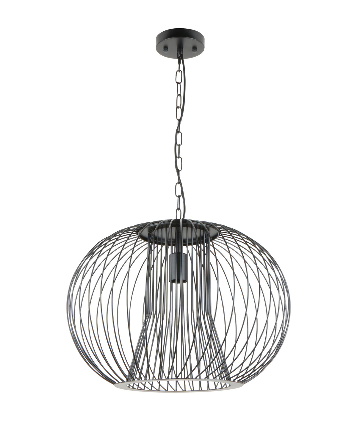 Parrilla Interior Round Cage Iron Pendant Light - Matte Black