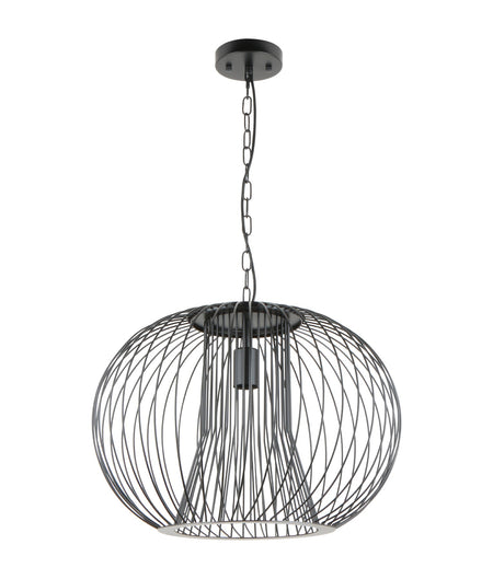 Parrilla Interior Round Cage Iron Pendant Light - Matte Black