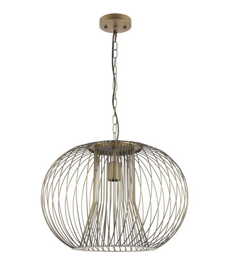 Parrilla Interior Round Cage Iron Pendant Light - Imitation Antique Brass