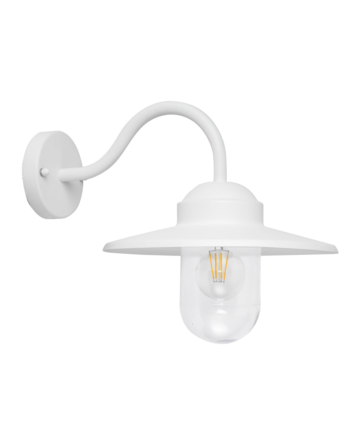 Payong Exterior Sun Hat Shape with Clear Glass Wall Light IP44 - Matte White / Aluminium