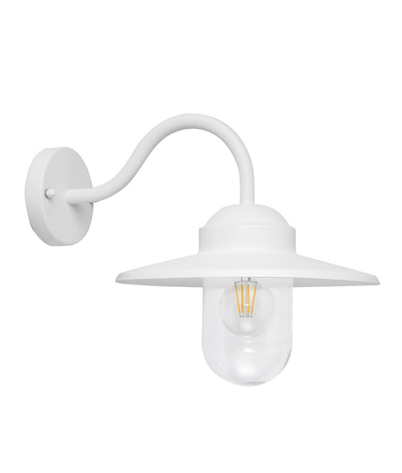 Payong Exterior Sun Hat Shape with Clear Glass Wall Light IP44 - Matte White / Aluminium