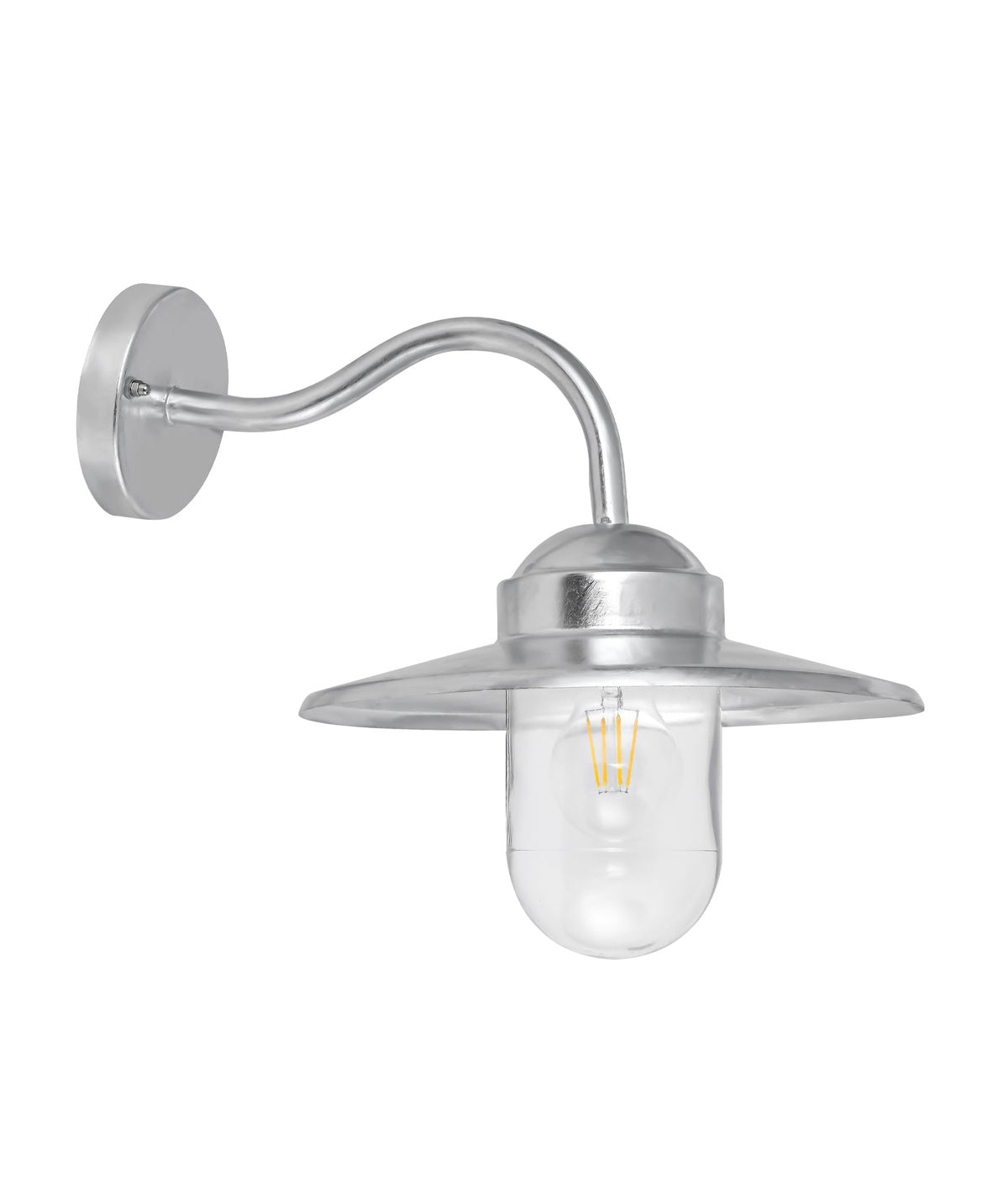 Payong Exterior Sun Hat Shape with Clear Glass Wall Light IP44 - Galvanized / Aluminium