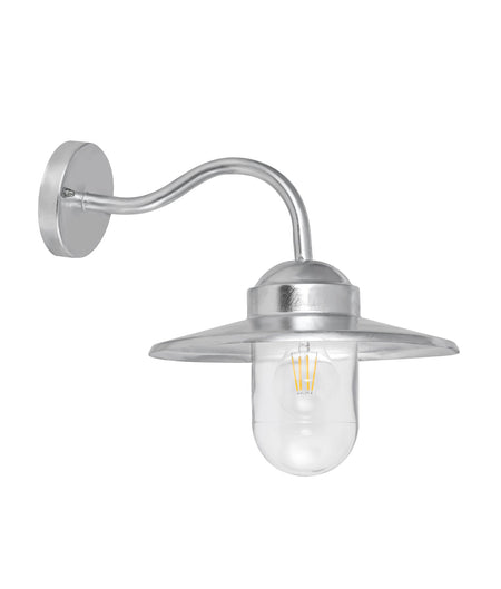 Payong Exterior Sun Hat Shape with Clear Glass Wall Light IP44 - Galvanized / Aluminium