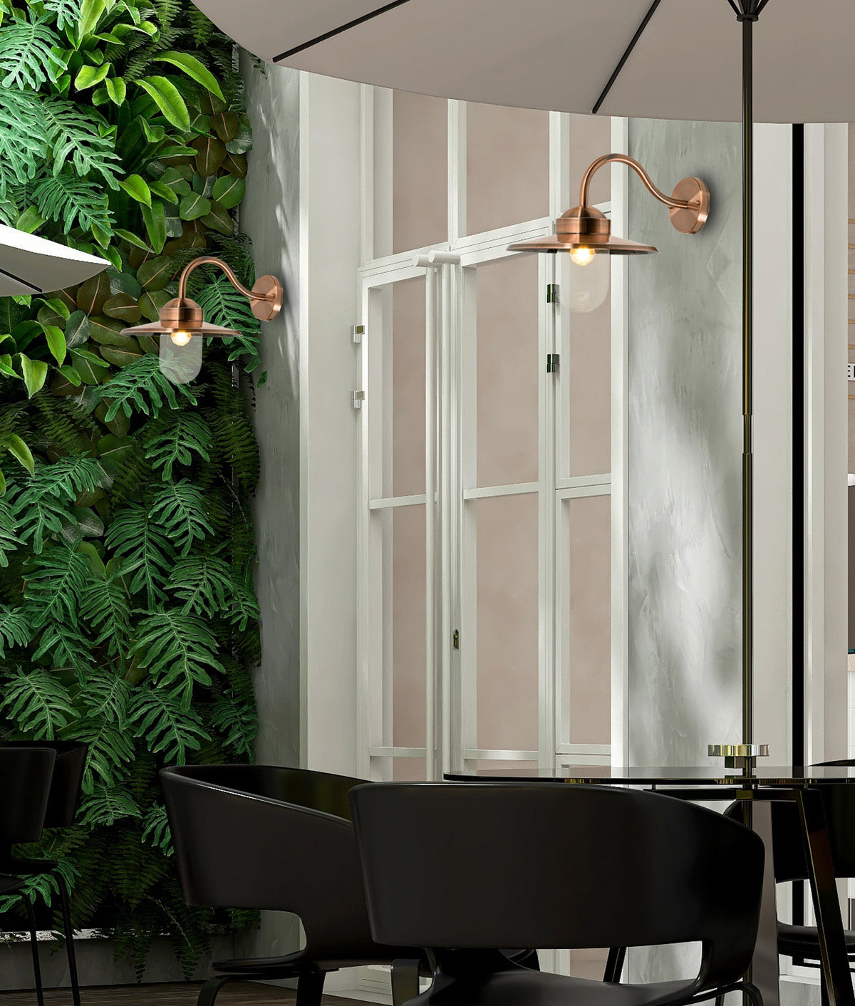 Payong Exterior Sun Hat Shape with Clear Glass Wall Light IP44 - Electroplated Copper / SS304