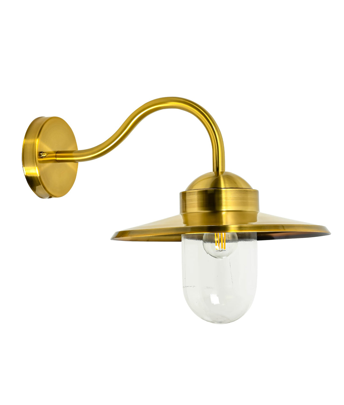 Payong Exterior Sun Hat Shape with Clear Glass Wall Light IP44 - Electroplated Brass / SS304