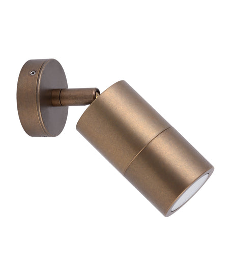 GU10 Exterior Wall Pillar Spot Light (Aged Brass) IP65 - Single Adjustable