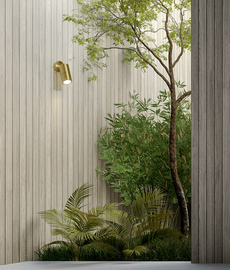 GU10 Exterior Wall Pillar Spot Light (Solid Polished Brass) IP65 - Single Adjustable