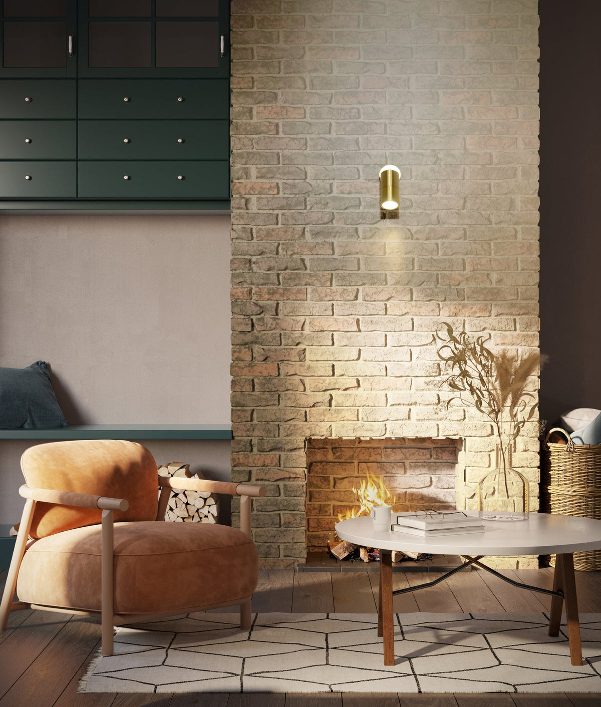 GU10 Exterior Wall Pillar Spot Light (Solid Polished Brass) IP65 - Single Adjustable
