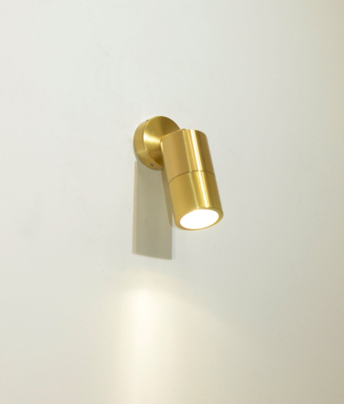 GU10 Exterior Wall Pillar Spot Light (Solid Polished Brass) IP65 - Single Adjustable